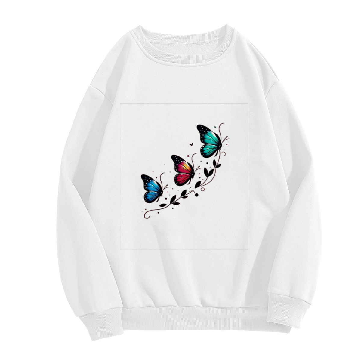 Vibrant Colorful Butterfly Vine Art Crewneck Sweatshirt