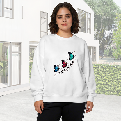 Vibrant Colorful Butterfly Vine Art Crewneck Sweatshirt