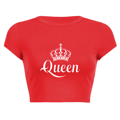Royal Queen Crown Bold Red Statement Crop Top