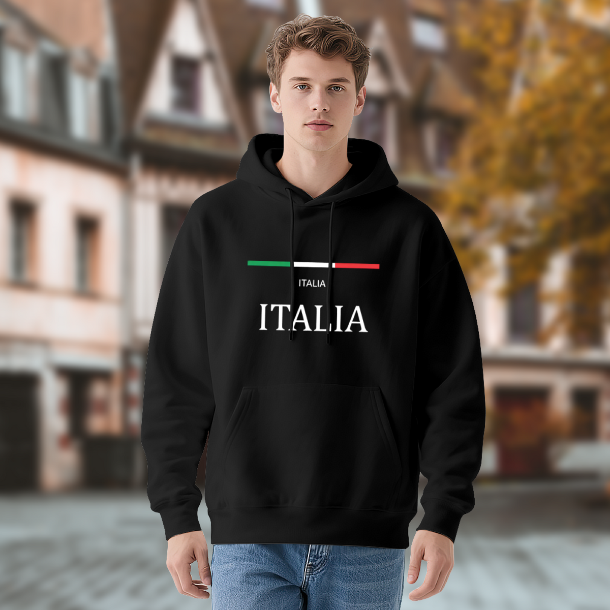 Italia Flag Inspired National Pride Street Hooded Top