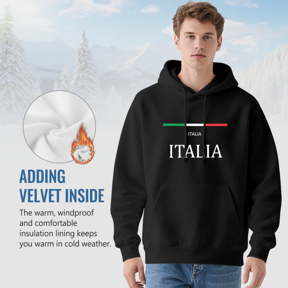 Italia Flag Inspired National Pride Street Hooded Top