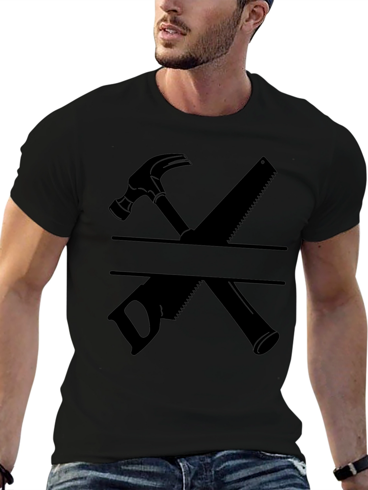 Carpenter Hammer and Saw Graphic T-Shirt