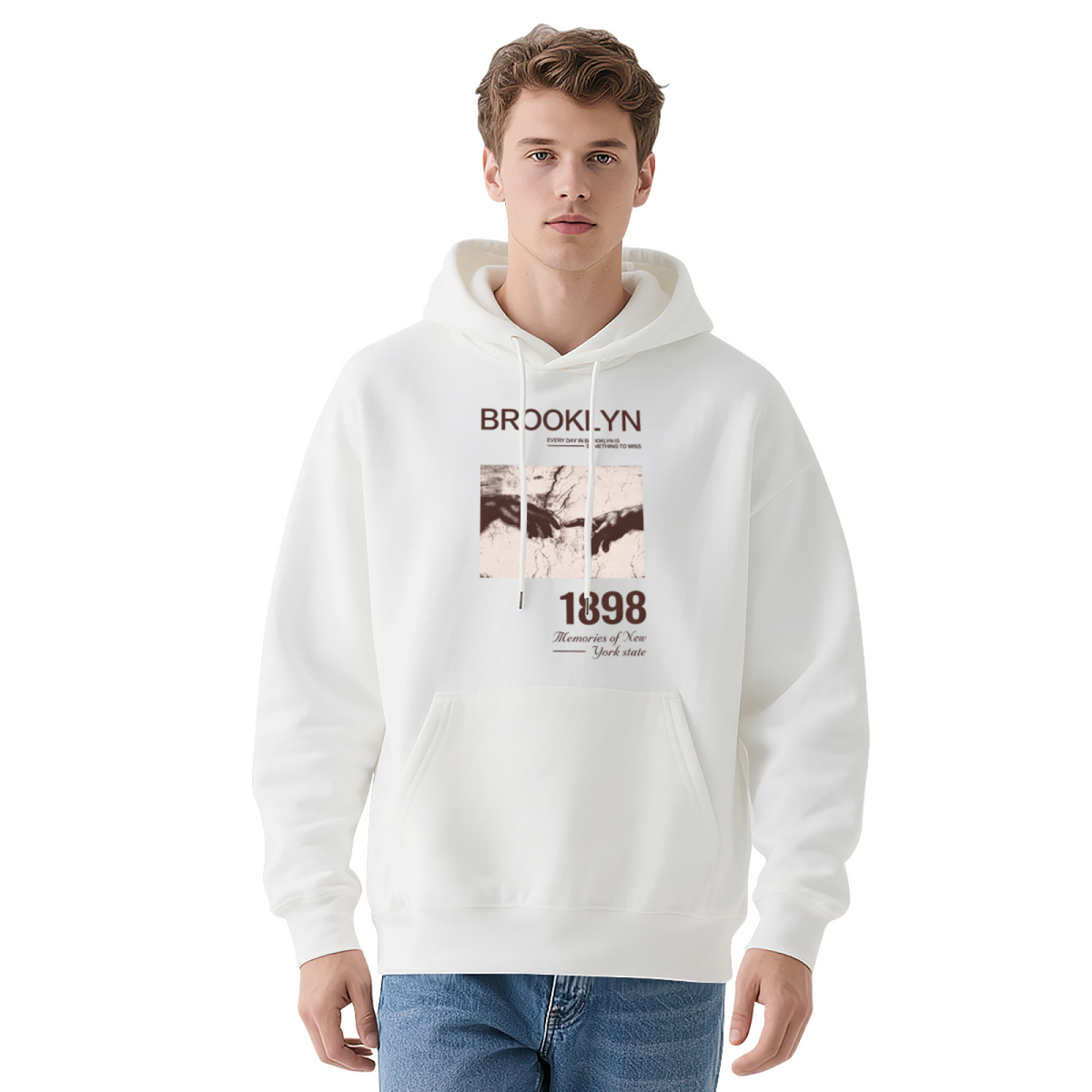 Retro Brooklyn 1898 Artwork Graphic Pullover Hoodie