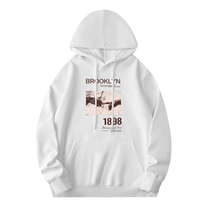 Retro Brooklyn 1898 Artwork Graphic Pullover Hoodie