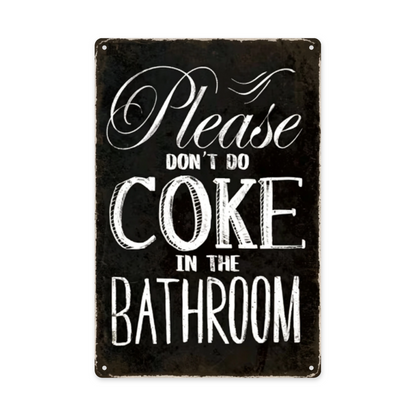 Funny Bathroom Warning Metal Tin Sign Retro Restroom Humor Wall Plaque Decor