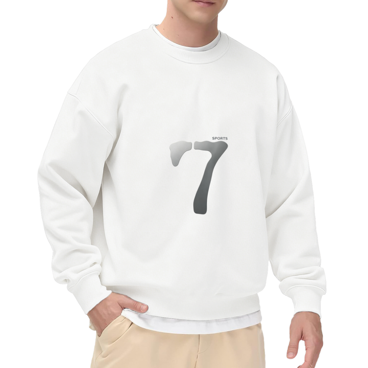 Minimal Chrome Number 7 Sports Crewneck Sweatshirt