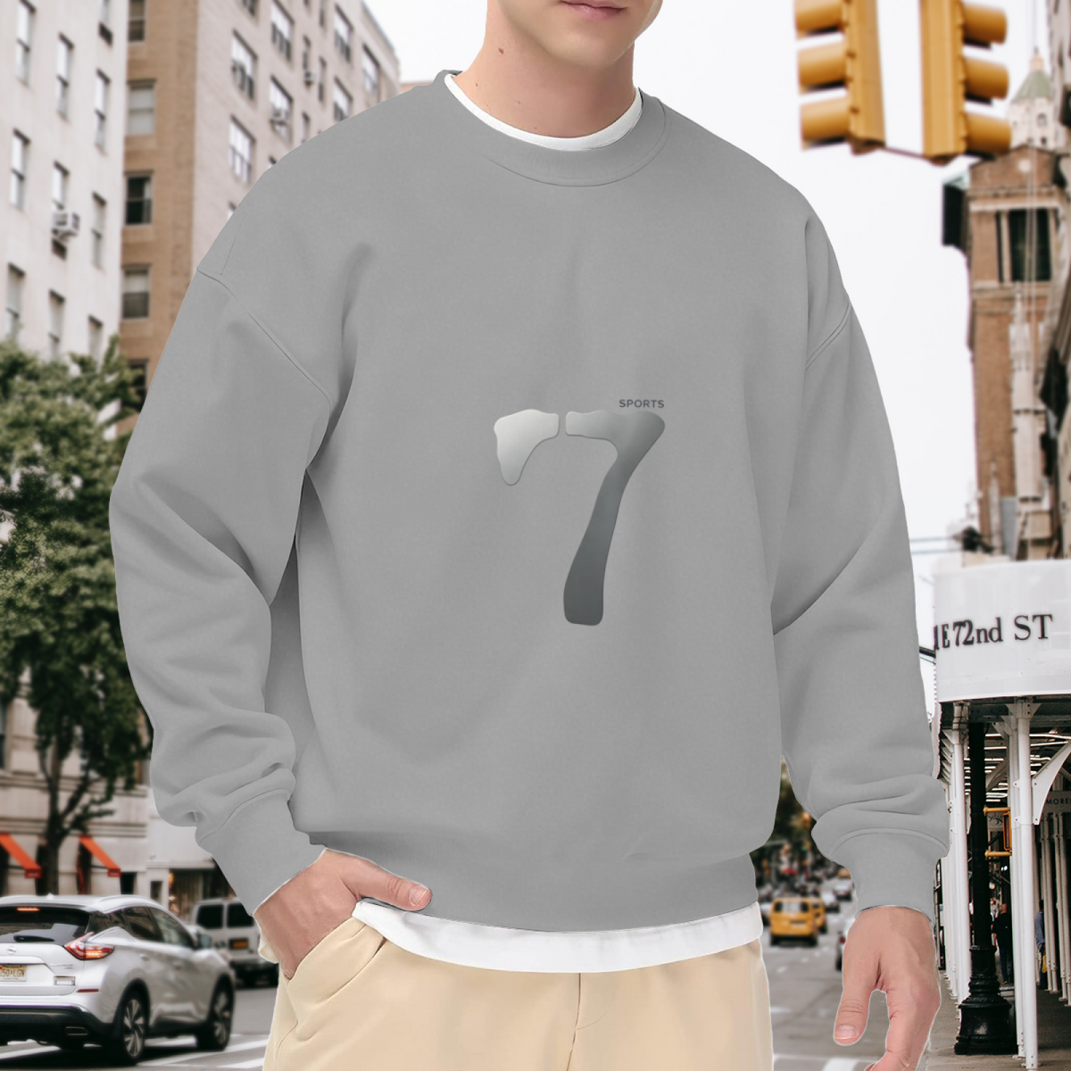 Minimal Chrome Number 7 Sports Crewneck Sweatshirt