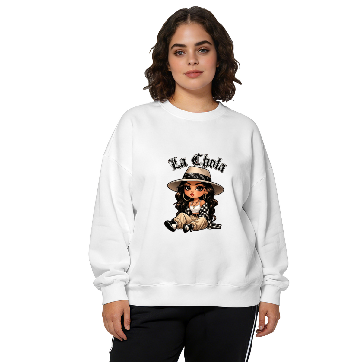 La Chola Cute Chibi Girl Cartoon Crewneck Sweatshirt