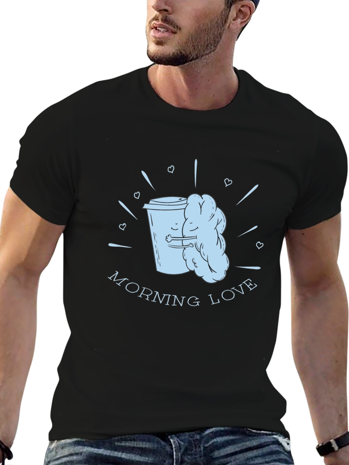 Morning Love Coffee T-Shirt - Black Graphic Tee