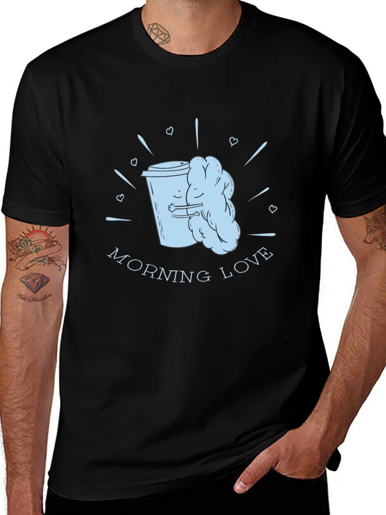 Morning Love Coffee T-Shirt - Black Graphic Tee