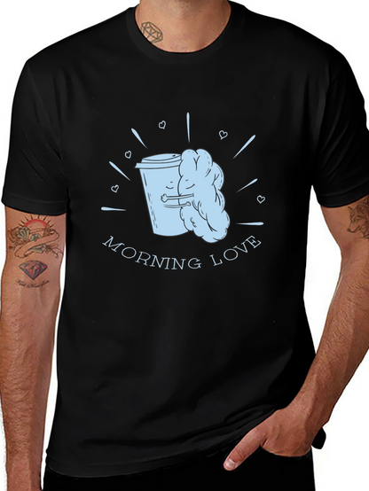 Morning Love Coffee T-Shirt - Black Graphic Tee