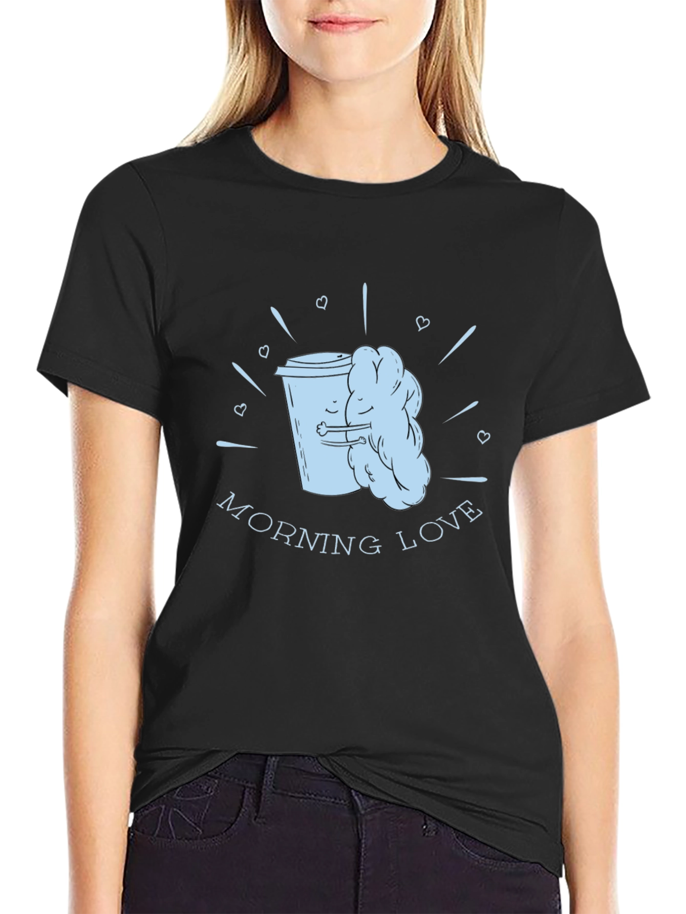 Morning Love Coffee T-Shirt - Black Graphic Tee