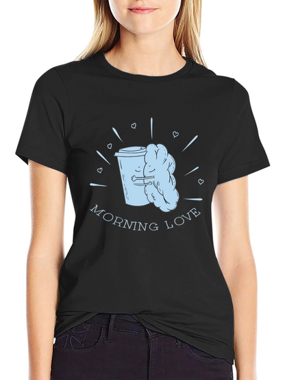Morning Love Coffee T-Shirt - Black Graphic Tee