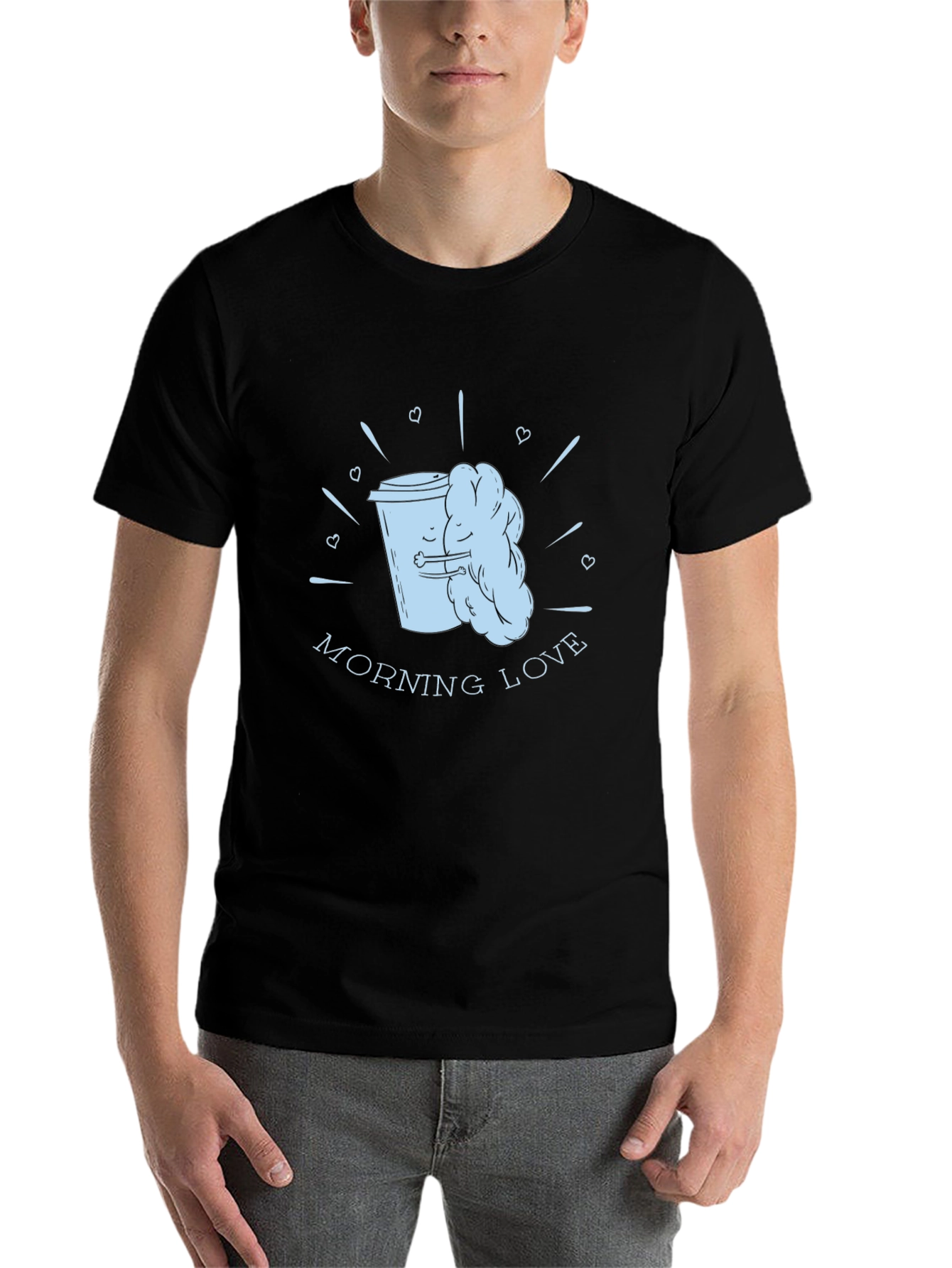 Morning Love Coffee T-Shirt - Black Graphic Tee