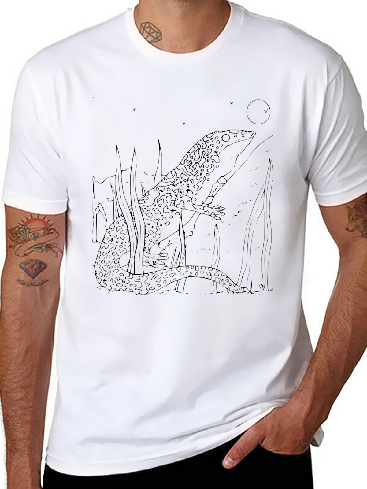Lizard Graphic Tee - Black Cotton T-Shirt