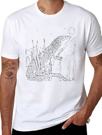 Lizard Graphic Tee - Black Cotton T-Shirt