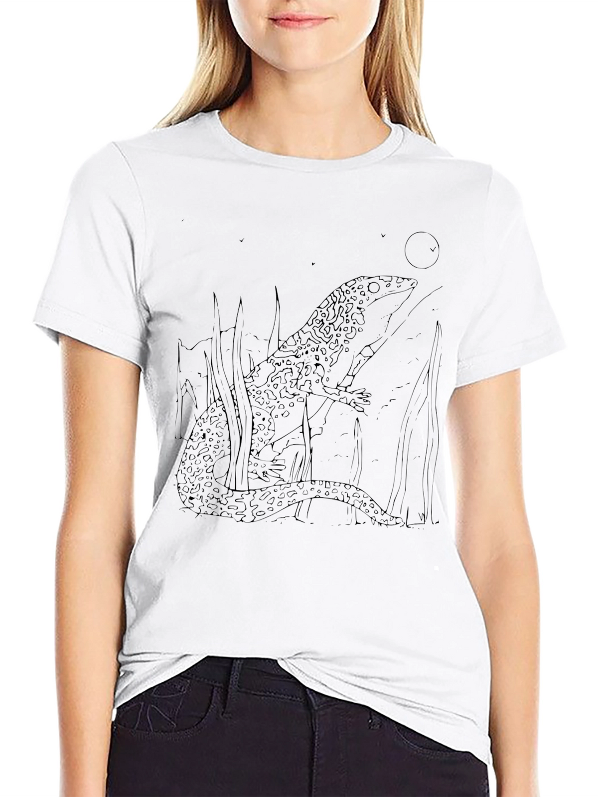 Lizard Graphic Tee - Black Cotton T-Shirt
