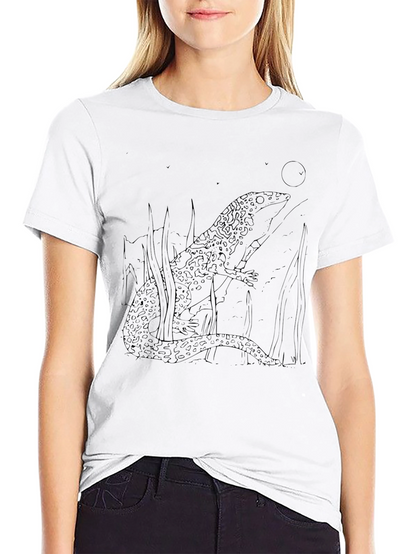 Lizard Graphic Tee - Black Cotton T-Shirt