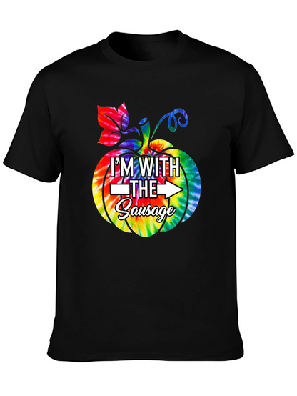 Im With The Sausage Pumpkin Tie-Dye Funny T-Shirt