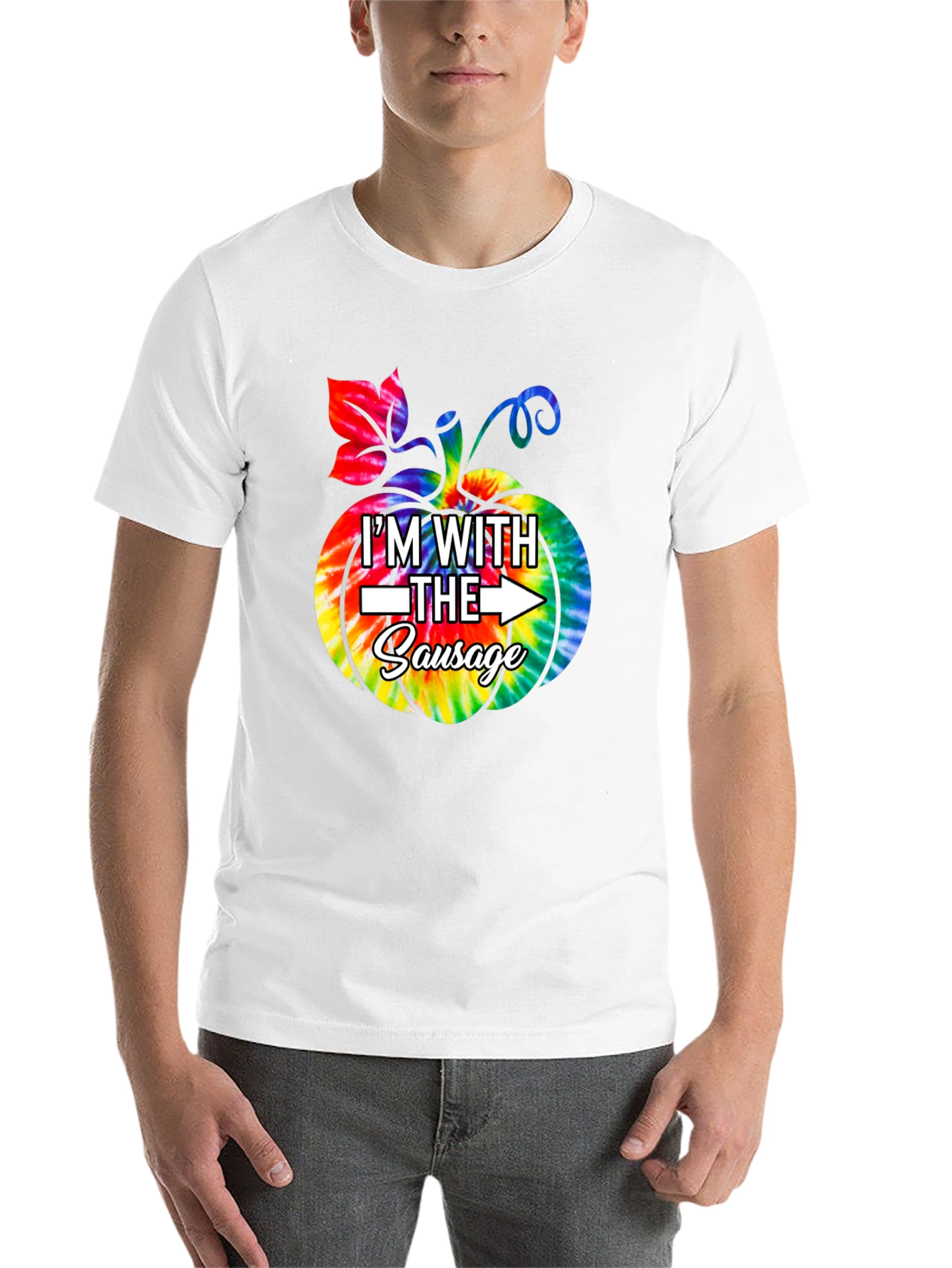 Im With The Sausage Pumpkin Tie-Dye Funny T-Shirt
