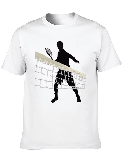Tennis Net Graphic Tee - Black Cotton T-Shirt