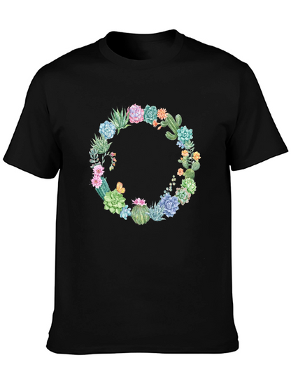 Cactus Wreath Graphic T-Shirt - Unisex Black Tee