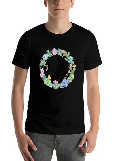 Cactus Wreath Graphic T-Shirt - Unisex Black Tee