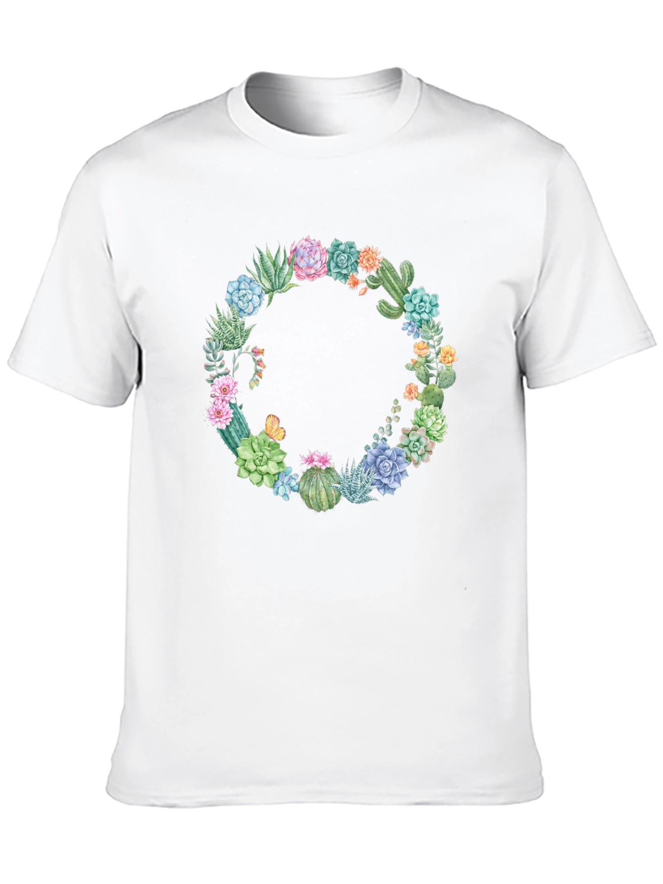 Cactus Wreath Graphic T-Shirt - Unisex Black Tee