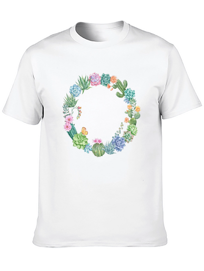 Cactus Wreath Graphic T-Shirt - Unisex Black Tee