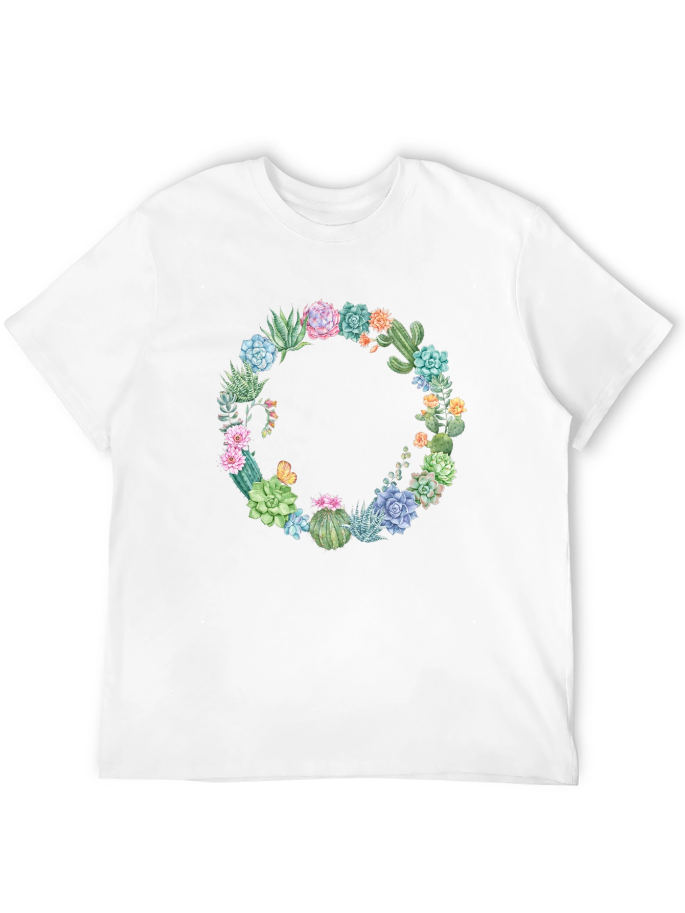 Cactus Wreath Graphic T-Shirt - Unisex Black Tee