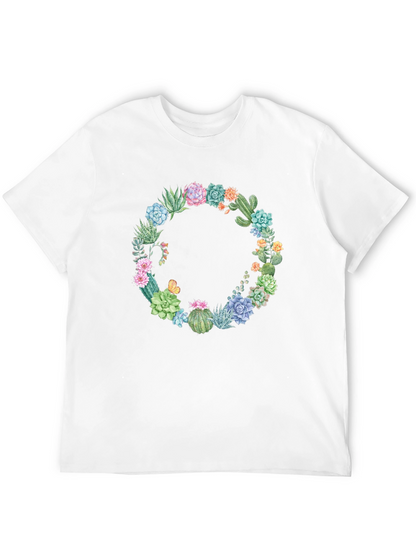 Cactus Wreath Graphic T-Shirt - Unisex Black Tee