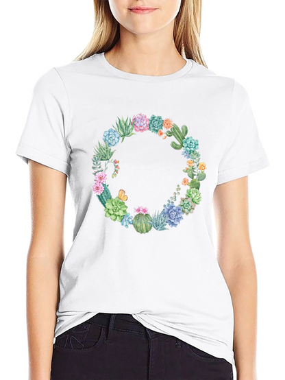 Cactus Wreath Graphic T-Shirt - Unisex Black Tee