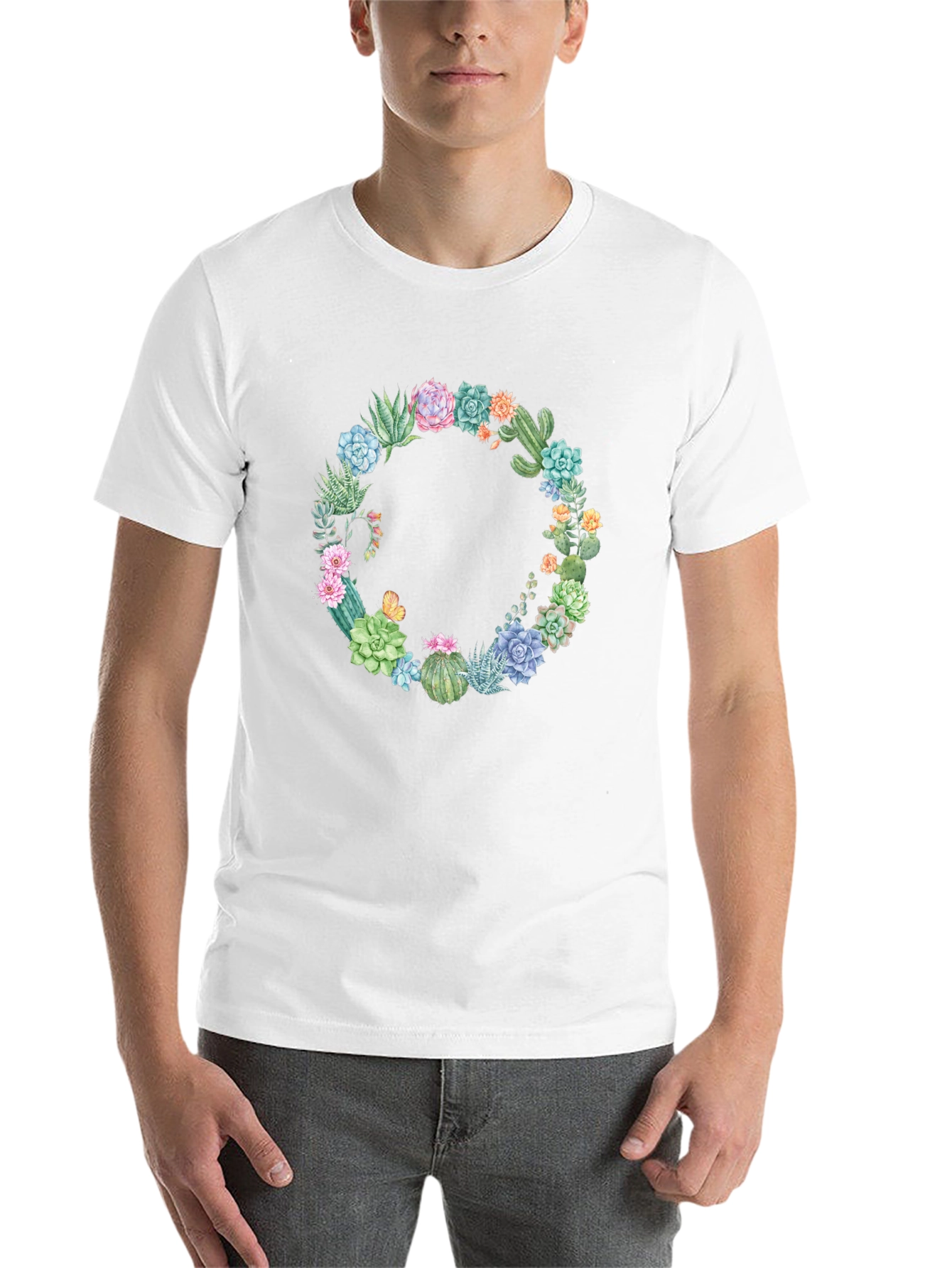 Cactus Wreath Graphic T-Shirt - Unisex Black Tee