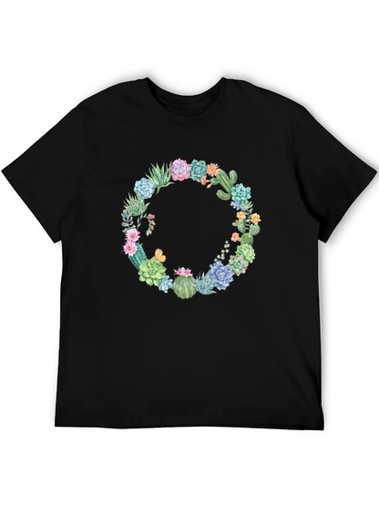 Cactus Wreath Graphic T-Shirt - Unisex Black Tee