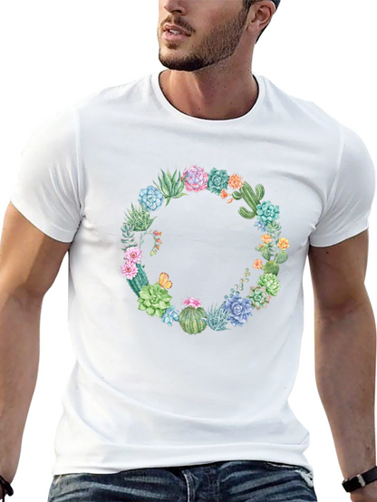 Cactus Wreath Graphic T-Shirt - Unisex Black Tee