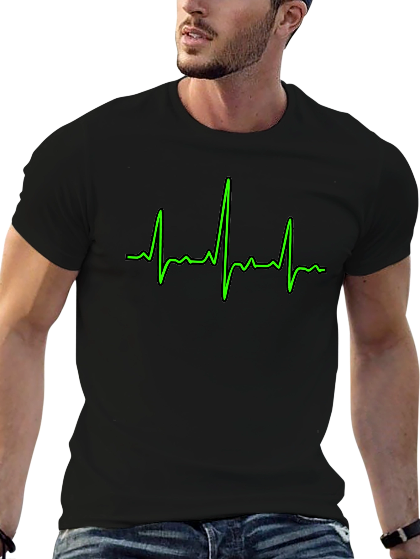Heartbeat Graphic Tee - Classic Black Cotton T-Shirt