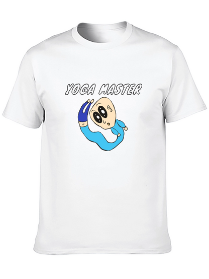Yoga Master Cartoon Black T-Shirt