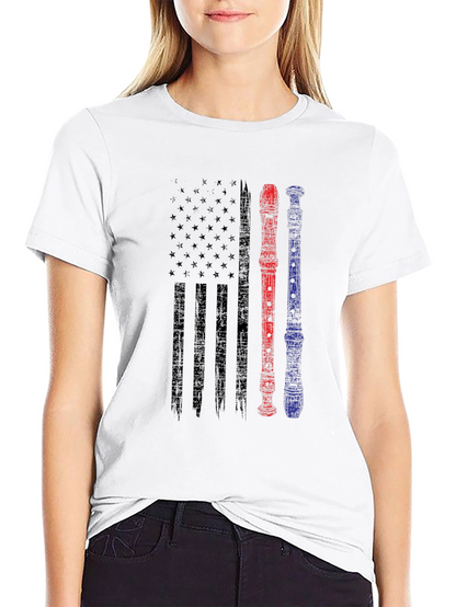 American Flag Recorder Music T-Shirt
