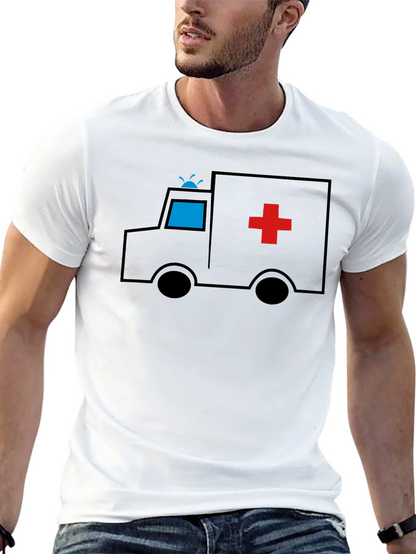 Cartoon Ambulance Black T-Shirt