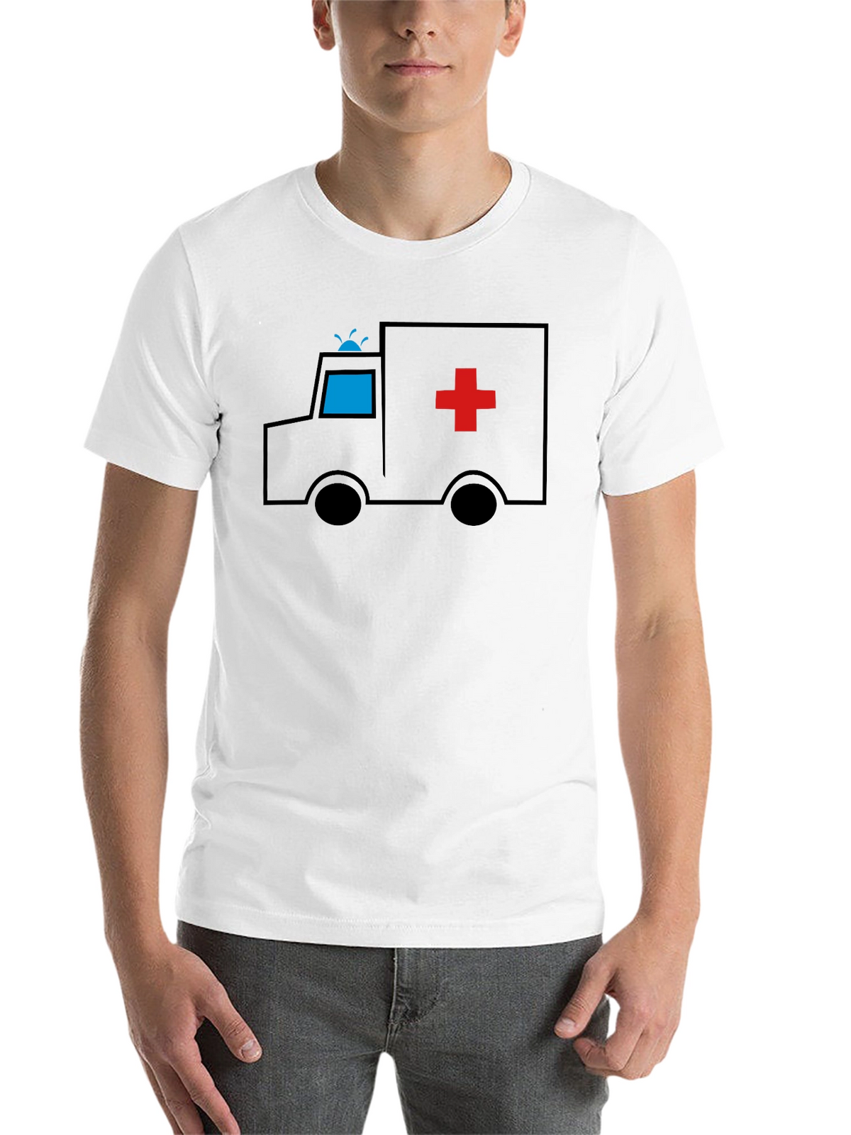 Cartoon Ambulance Black T-Shirt
