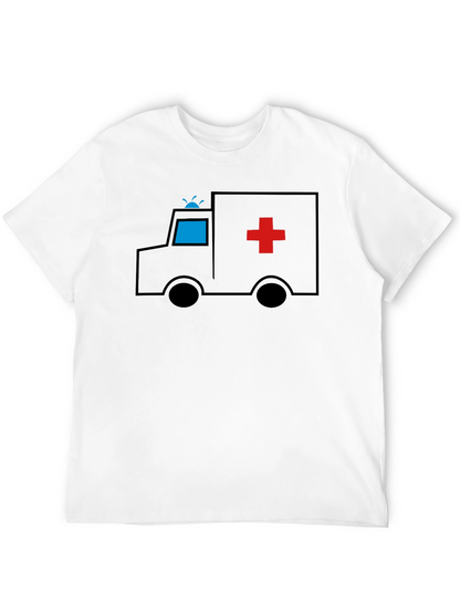 Cartoon Ambulance Black T-Shirt