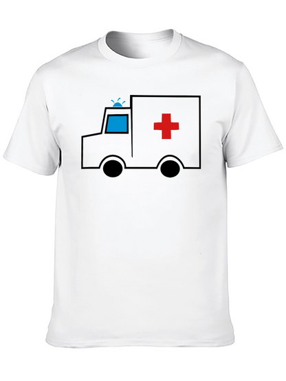 Cartoon Ambulance Black T-Shirt
