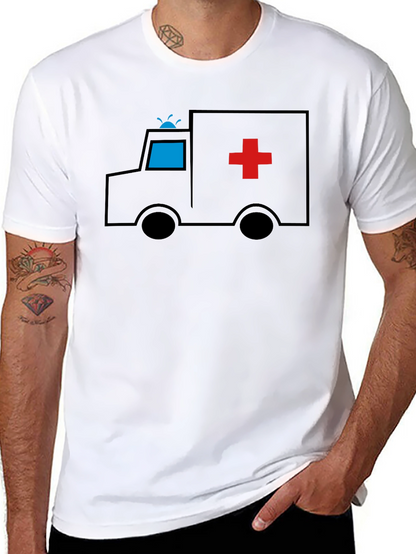 Cartoon Ambulance Black T-Shirt