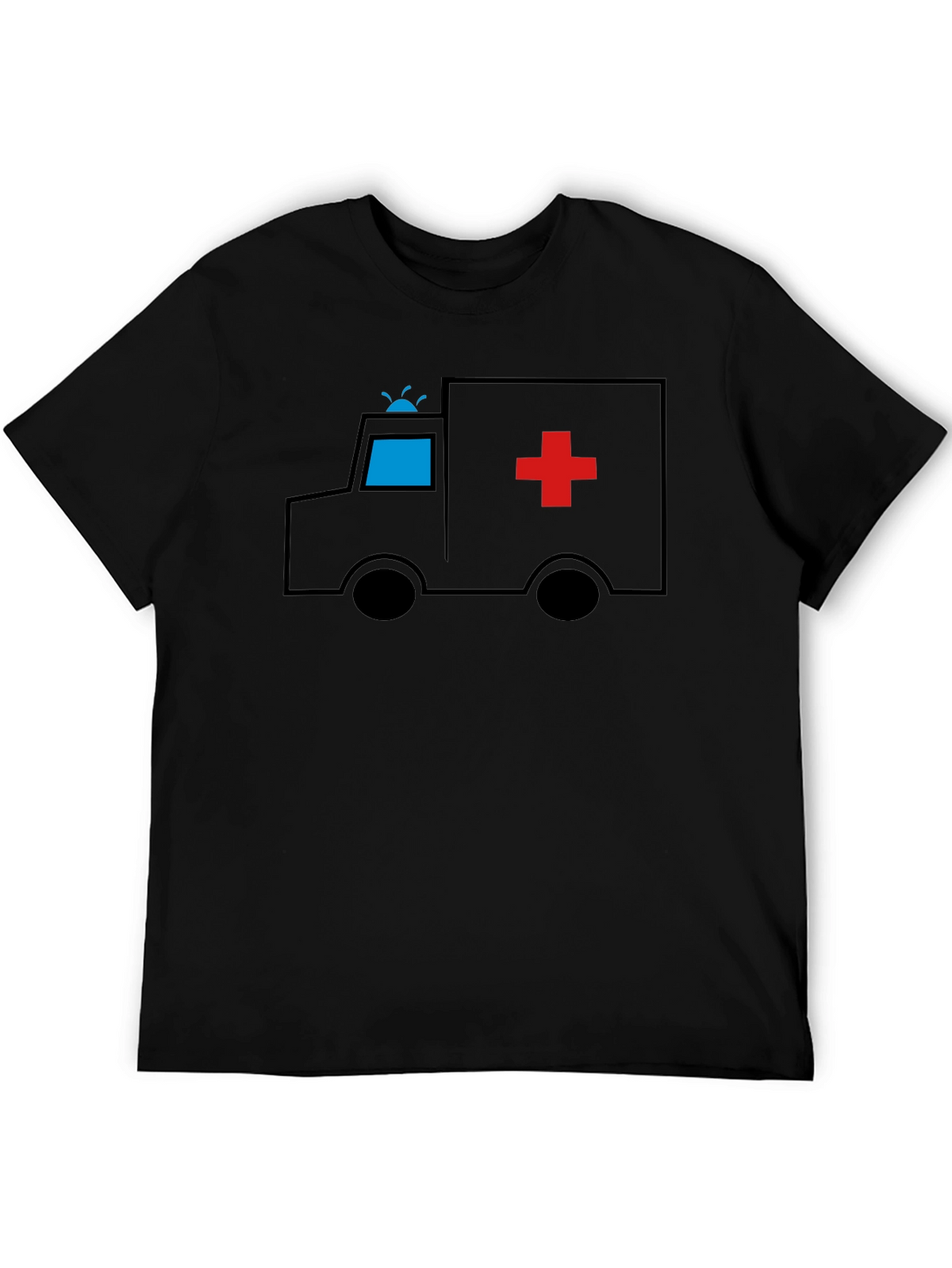 Cartoon Ambulance Black T-Shirt