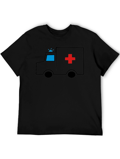 Cartoon Ambulance Black T-Shirt