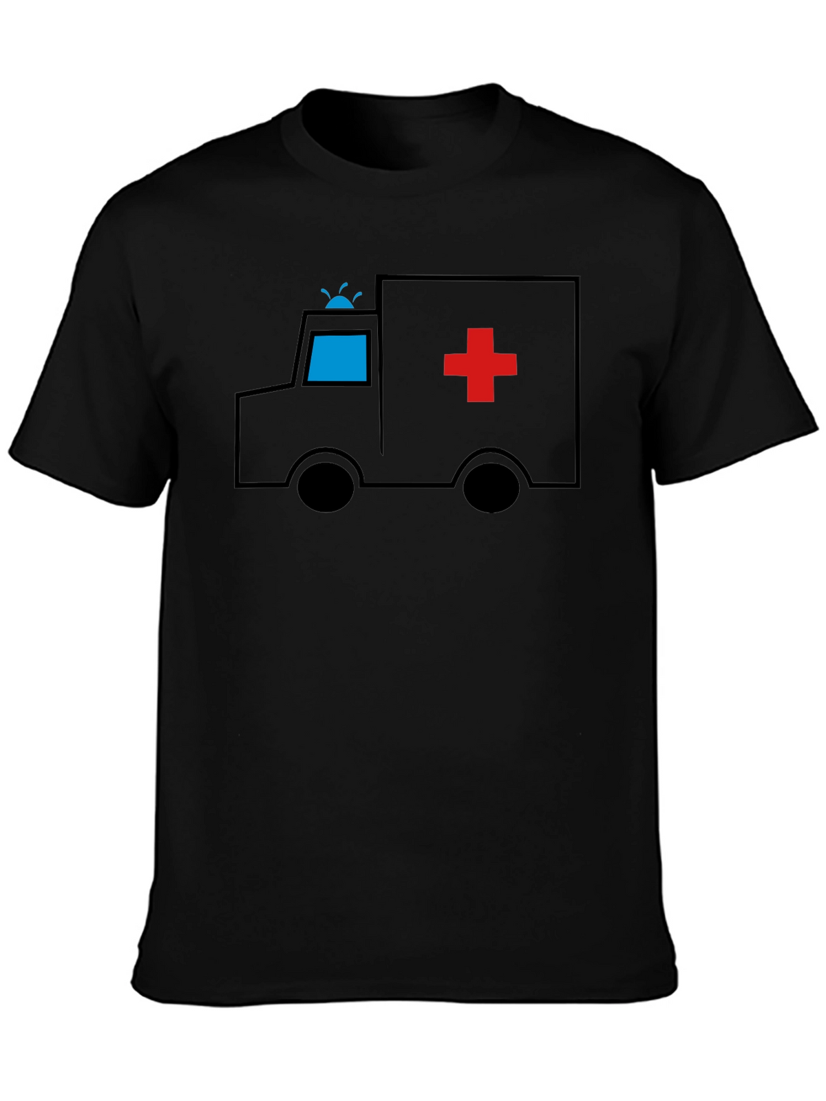 Cartoon Ambulance Black T-Shirt