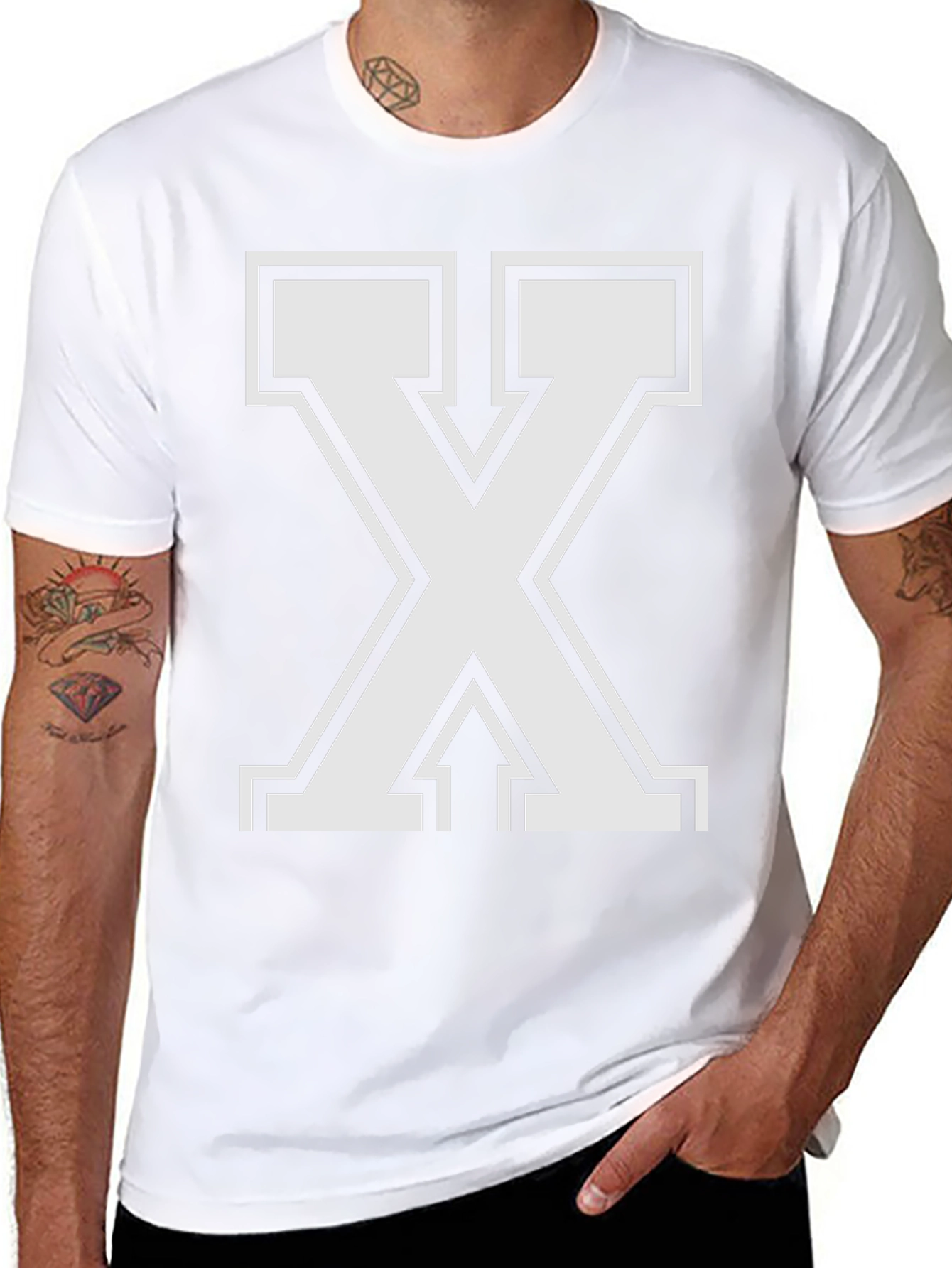 Bold Letter X Graphic Tee - Black Cotton Blend