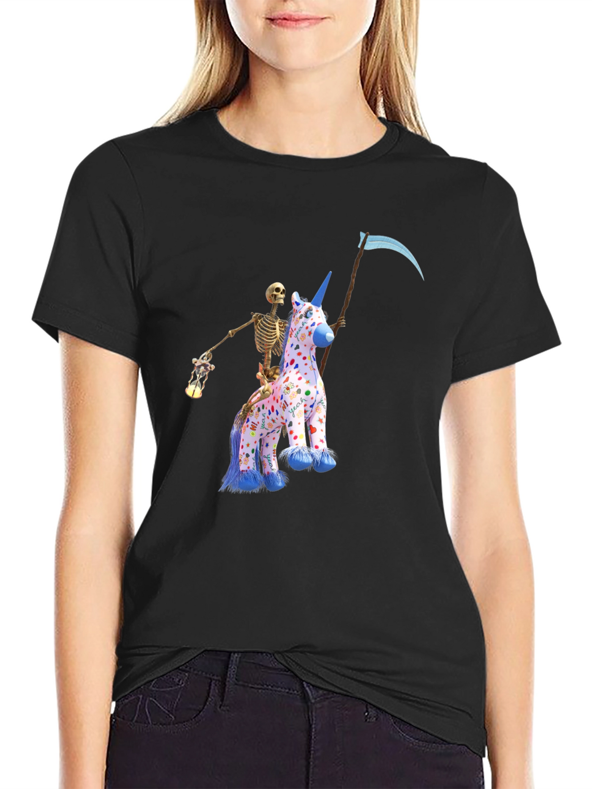 Grim Reaper Unicorn Graphic T-Shirt