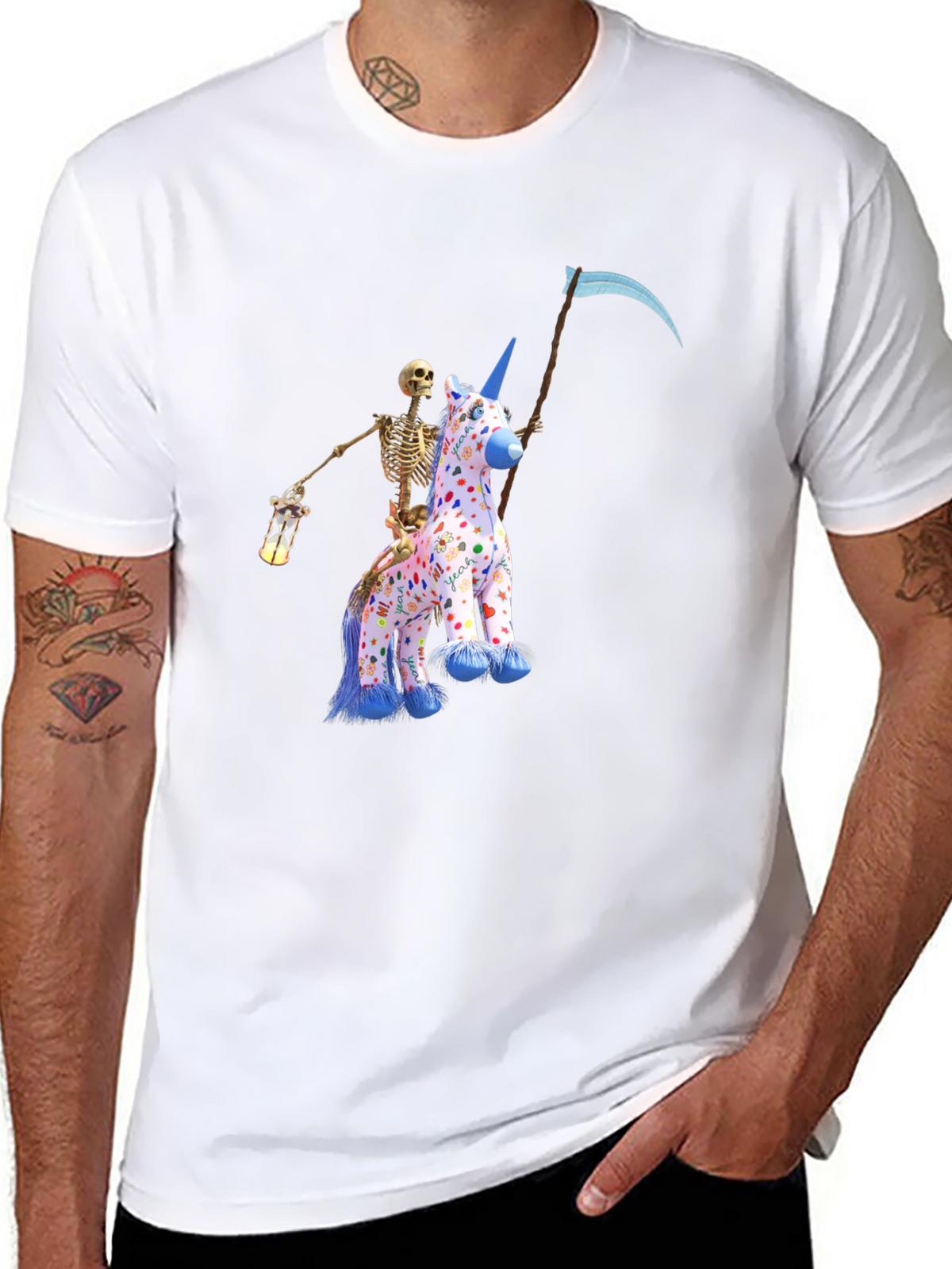 Grim Reaper Unicorn Graphic T-Shirt