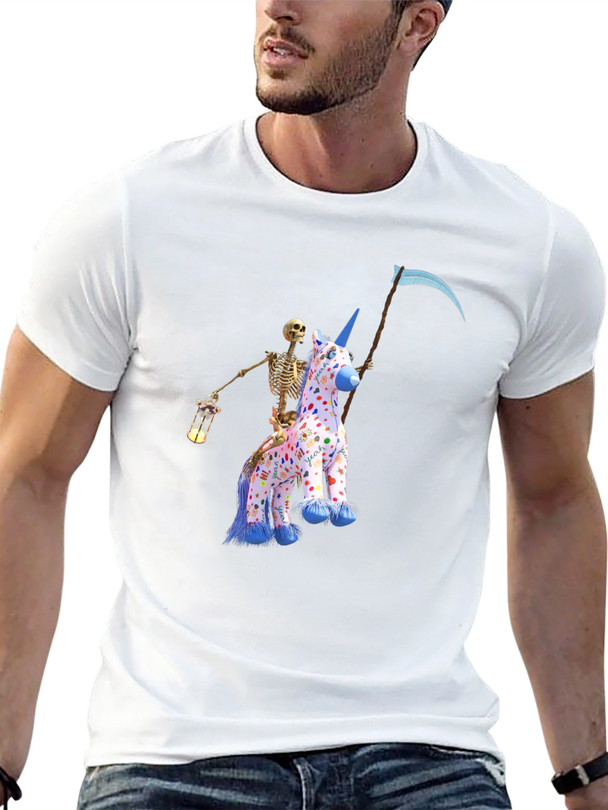Grim Reaper Unicorn Graphic T-Shirt